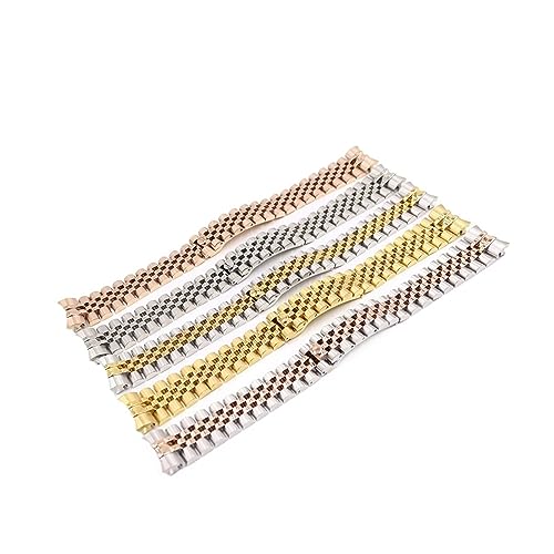 FYXT 20 Mm 316L Stahl Zweifarbiges Armband Armband Solide Schraubverbindungen Gebogenes Ende Kompatibel Mit Rolex Datejust(Middle Gold) von Generisch