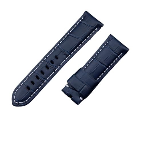 FYXT 22 Mm 24 Mm 26 Mm Uhrenarmband Aus Italienischem Kalbsleder, Kompatibel Mit Panerai-Armband, Mit Dornschließe, Kompatibel Mit PAM441/111/386-Zubehör(Dark Blue White,22MM PAM_MATT SILVER BUCKLE) FYXT 22 Mm 24 Mm 26 Mm Uhrenarmband Aus Italienischem Kalbsleder, Kompatibel Mit Panerai-Armband, Mit Dornschließe, Kompatibel Mit PAM441/111/386-Zubehör(Dark Blue White,22MM PAM_MATT SILVER BUCKLE) von Generisch