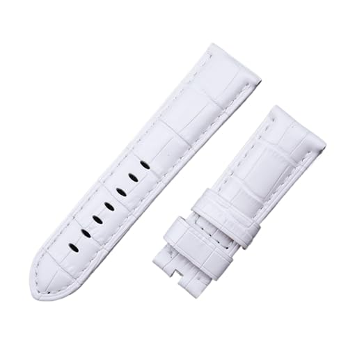 FYXT 22 Mm 24 Mm 26 Mm Uhrenarmband Aus Italienischem Kalbsleder, Kompatibel Mit Panerai-Armband, Mit Dornschließe, Kompatibel Mit PAM441/111/386-Zubehör(White,22MM PAM_MATT SILVER BUCKLE) von Generisch