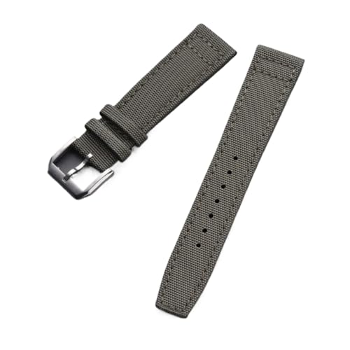 FYXT Beliebtes Segeltuch-Leder-Uhrenarmband For Herren 20 Mm 21 Mm 22 Mm Armee-Grün-Schwarz-Armband Silberfarbene Dornschließe(Army Green,22mm) von Generisch