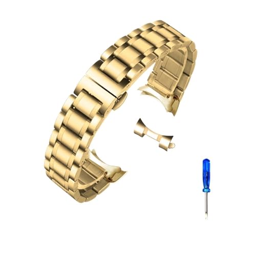 FYXT Edelstahl-Armband Mit Gebogenem Ende, Kompatibel Mit Tissot 1853 T035 14/16/17/18/22/24 Mm Uhrenarmband Damen Herren Armband(Gold-Curved,18mm) von Generisch