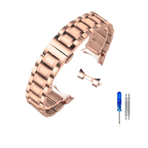 FYXT Edelstahl-Armband Mit Gebogenem Ende, Kompatibel Mit Tissot 1853 T035 14/16/17/18/22/24 Mm Uhrenarmband Damen Herren Armband(Rose Gold-Curved,17mm) von Generisch