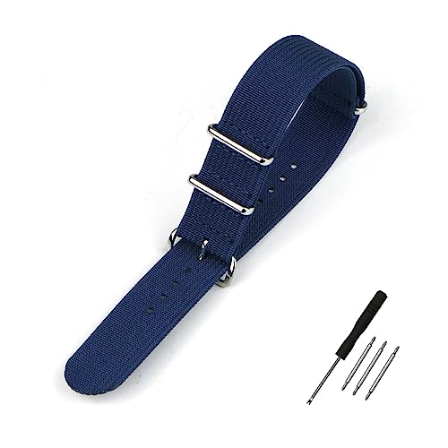FYXT Geripptes Uhrenarmband 20 Mm 22 Mm 18 Mm Robuste Nylonbänder Retro-Uhrenarmband-Stoffbänder(BLUE,22mm) von Generisch