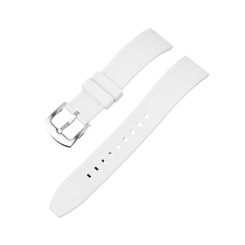 FYXT Hochwertiges Fluorkautschuk-Uhrenarmband 18 Mm 19 Mm 20 Mm 21 Mm 22 Mm 24 Mm Sportarmband Schwarz Grün Armband Mit Schnellverschlussband(WHITE,22mm black buckle) von Generisch