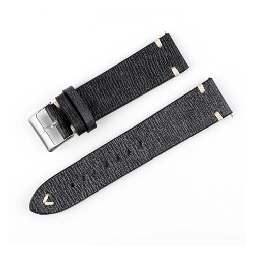FYXT Retro-Uhrenarmband Aus Echtem Leder 18 Mm 20 Mm 22 Mm 24 Mm Edelstahl-Dornschließe Uhrenarmband Band Gürtel Ersatz(H-Black,24mm) von Generisch