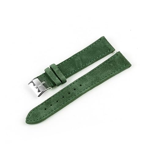 FYXT Uhrenarmband Aus Weichem Wildleder, 18 Mm, 20 Mm, 22 Mm, Braun, Kaffeeblau, Uhrenarmband, Edelstahlschnalle, For Männer Und Frauen(Dark green,18mm) von Generisch