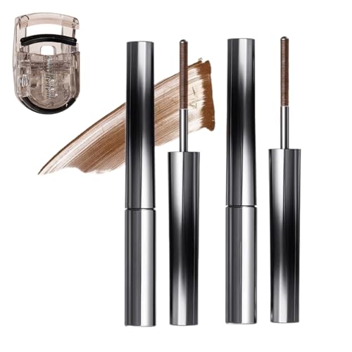 Faccelove's Ironeye Mascara, Faccelove Iron Wand Mascara, 3D Curling Eyelash Iron with Eyelash Curler, Iron Wand Mas-cara, Waterproof, Long-Lasting and Smudge-Free (Braun, 2 PCS) von Generisch