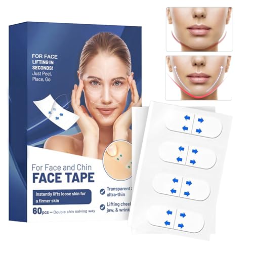 Face Lift Tape | 60 Stück Face Tape Anti-Falten-Patches | Formverstärker Face Lifting Patch für Doppelkinnhals, schlaffe oder faltige Haut von Generisch