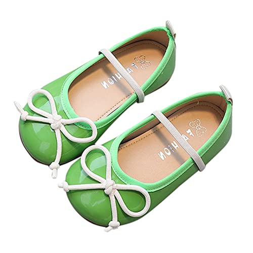 Fahrrad Sandalen Damen Schuhe rutschfeste weiche Sohle Lederschuhe Bowknot Einzelschuhe Lauflernschuhe Hausschuhe (Green, 25 Toddler) von Generisch