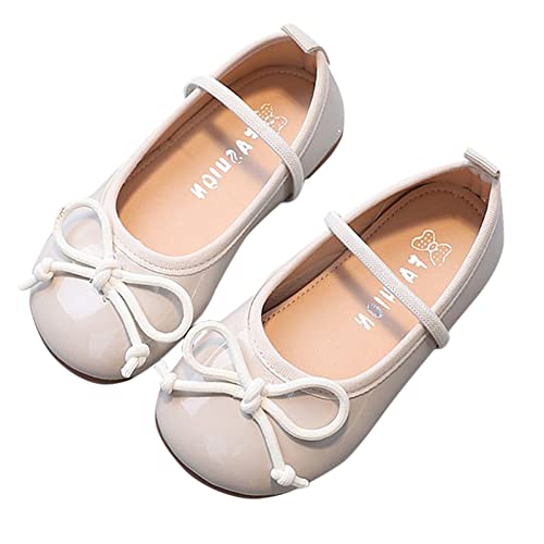 Fahrrad Sandalen Damen Schuhe rutschfeste weiche Sohle Lederschuhe Bowknot Einzelschuhe Lauflernschuhe Hausschuhe (White, 22.5 Toddler) von Generisch