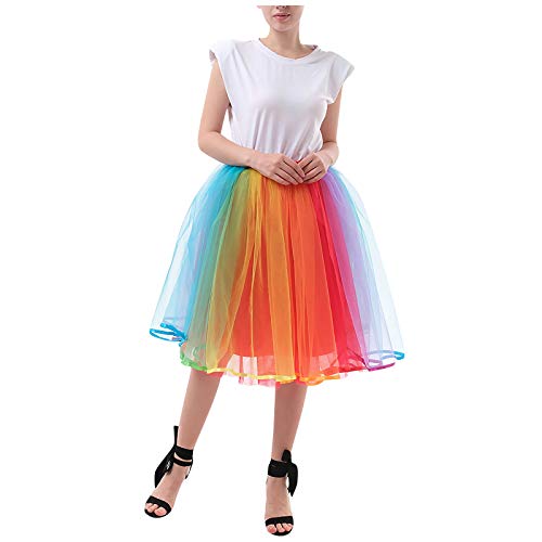 Fahrradrock Farbe Cute Fashion Party Tulle Cute Damenrock Tutu Regenbog Rock Damen Blau Knielang (Red, M) von Generisch