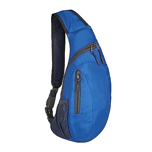 Faltbare Brusttasche für Herren und Damen, einfarbig, mit Reißverschluss, einzelne Schultertasche, Umhängetasche, Sporttasche, Outdoor-Umhängetasche, Segeltuch, Schultertasche, blau, Einheitsgröße von Generisch
