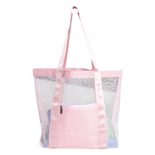 Faltbare Netz-Strandtasche | Geräumige Umhängetasche für Frauen, leichte Pool-Taschen, strapazierfähige Netz-Reisetaschen, Picknick-Tasche im Freien, wesentliche Elemente für den Urlaub, Pink, von Generisch