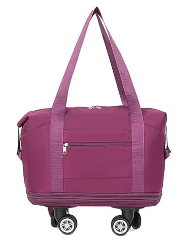 Faltbare Reisetasche – erweiterbare Reisetasche mit 360° drehbaren Rädern für Damen und Herren – faltbare Wochenendtasche für Fluggesellschaften und Roadtrips, dunkelviolett, 40x30CM/15.7X11.8IN von Generisch