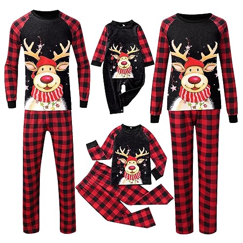 Familien Pyjama Weihnachten Nachtwäsche Set,Weihnachten Schlafanzug Weihnachtspyjama Set,Weihnachts Passender Pyjamas Langarm Rundhals Mama Papa Xmas Nachthemd Hausanzug Couple Kinder Familie von Generisch