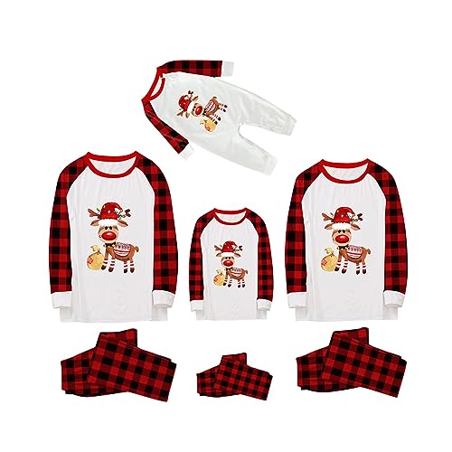 Familien Pyjama Weihnachten Nachtwäsche Set Nachthemd Hausanzug Langarm Rundhals Weihnachts Passender Pyjamas Weihnachten Schlafanzug Weihnachtspyjama Set Mama Papa Xmas Couple Kinder Familie von Generisch