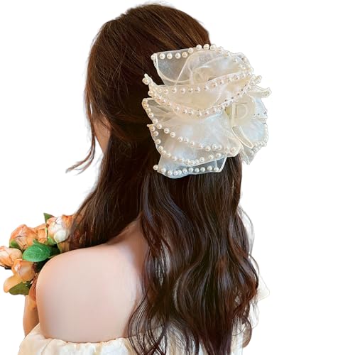 Fan Tassel Hair Claw Clip, Strass funkelnde Bowknot Hai Haarspangen, doppelseitige Mesh Bubble Grip Clip Styling Zubehör (C,Freie Größe) von Generisch