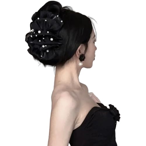 Fan Tassel Hair Claw Clip, Strass funkelnde Bowknot Hai Haarspangen, doppelseitige Mesh Bubble Grip Clip Styling Zubehör (D,Freie Größe) von Generisch