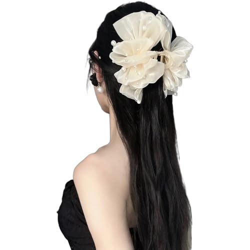 Fan Tassel Hair Claw Clip, Strass funkelnde Bowknot Hai Haarspangen, doppelseitige Mesh Bubble Grip Clip Styling Zubehör (E,Freie Größe) von Generisch