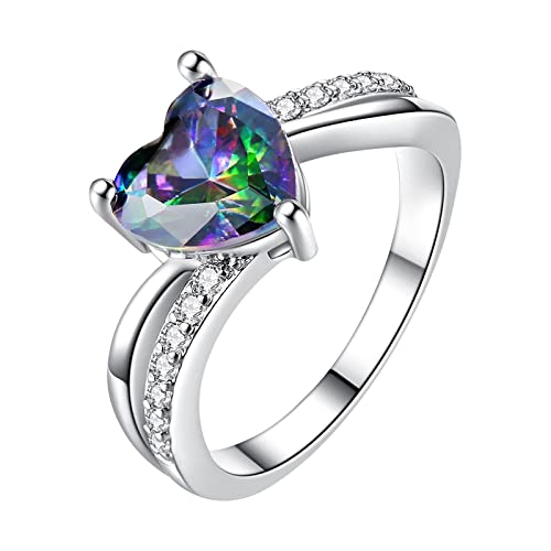 Farbiger herzförmiger Ring mit eingelegtem Zirkonia-Ring, einfaches und exquisites Design, geeignet für verschiedene Anlässe, männlich (Größe C, Einheitsgröße) von Generisch
