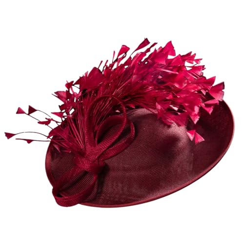 Fascinator Damen Frauen Braut Haarschmuck Vintage Headwear Haar Accessoire Elegant Haarklammer Schleier Stirnband mit Federn Blumen Kopfbedeckung Hochzeit Kirche Haarschmuck Cocktail (One Size) von Generisch