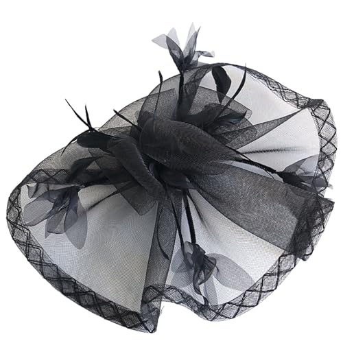 Fascinator Hüte Für Damen Braut Kopfschmuck Hochzeit Cocktail Haarreif Mit Schleier Federn Blumen Mesh Stirnband Clip Elegant Haarclip Karneval Haarklammer Für Hochzeit Party Kirche von Generisch