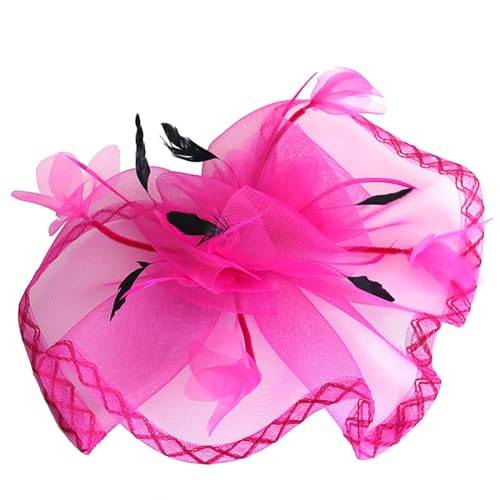 Fascinator Hüte Für Damen Braut Kopfschmuck Hochzeit Cocktail Haarreif Mit Schleier Federn Blumen Mesh Stirnband Clip Elegant Haarclip Karneval Haarklammer Für Hochzeit Party Kirche von Generisch
