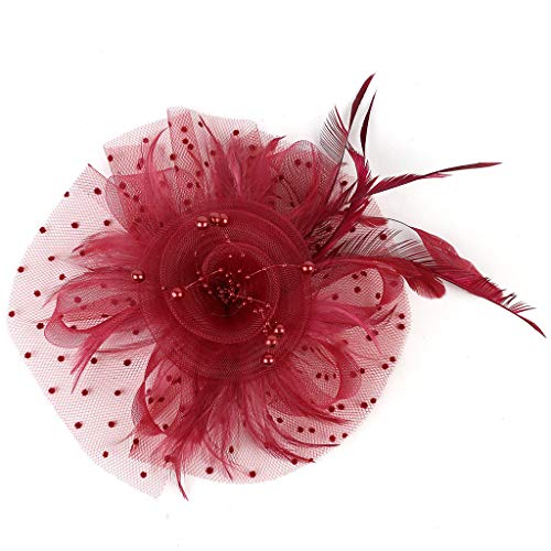 Fascinator Hüte Für Damen Vintag Headwear Haar Accessoire Mädchen Tea Party Stirnband Elegant Haarclip Karneval Haarklammer Karneval Teeparty Kirche Haarschmuck von Generisch