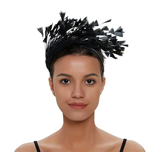 Fascinator Hut Damen Vintag Headwear Haar Accessoire Mit Schleier Federn Blumen Mesh Stirnband Clip Frauen Pillbox Hut Karneval Haarklammer Karneval Teeparty Kirche Haarschmuck von Generisch