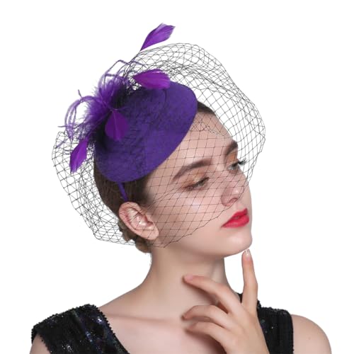 Fascinator für Damen, mit Federn, Blume, Haarschmuck, Hochzeit, Maskerade, Tiara, Einheitsgröße, Synthetik von Generisch