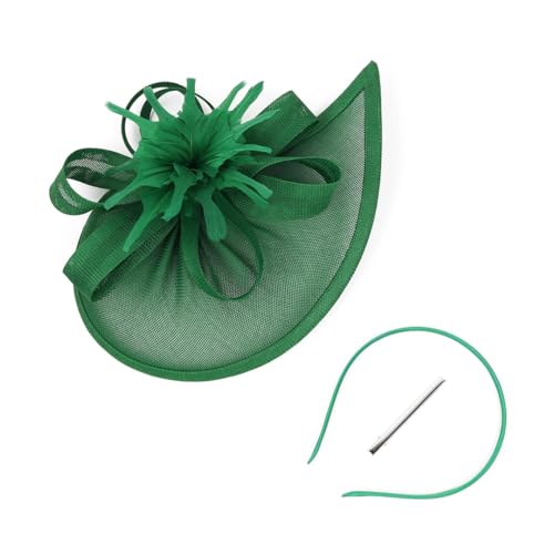 Fascinator für Damen, mit Hutblumen, Haarreif mit Haarspange, für Hochzeit, Cocktail, Teeparty, Kopfbedeckung mit Schleier und Feder für Damen von Generisch