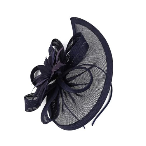 Fascinator für Damen, mit Hutblumen, Haarreif mit Haarspange, für Hochzeit, Cocktail, Teeparty, Kopfbedeckung mit Schleier und Feder für Damen von Generisch