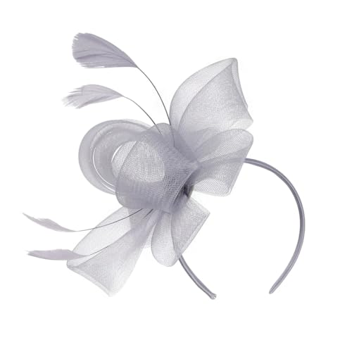 Fascinator mit Netz- und Federn, Kopfband, Clip, Netz, Schleife, Hochzeit, Cocktail, Haarschmuck, Teeparty-Stirnband von Generisch