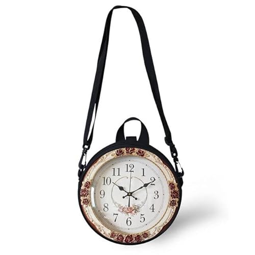 Fashion Circle Crossbody Pack Mini Mädchen Runde Tasche Niedlich Uhr Druck Frauen Schulter Sac Uhr Tasche Lady Geldbörse von Generisch