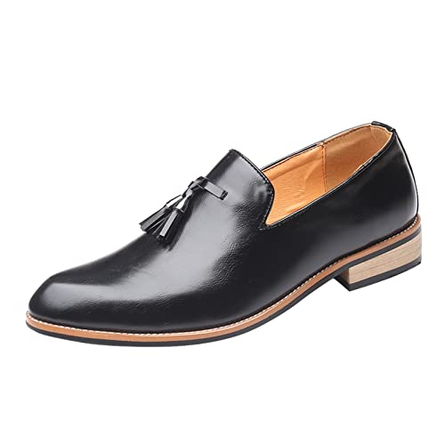 Fashion Herren Atmungsaktiv Quaste Komfortable Business Slip On Arbeit Freizeit Einfarbige Lederschuhe Snowboard Schuhe Herren (Black, 42) von Generisch