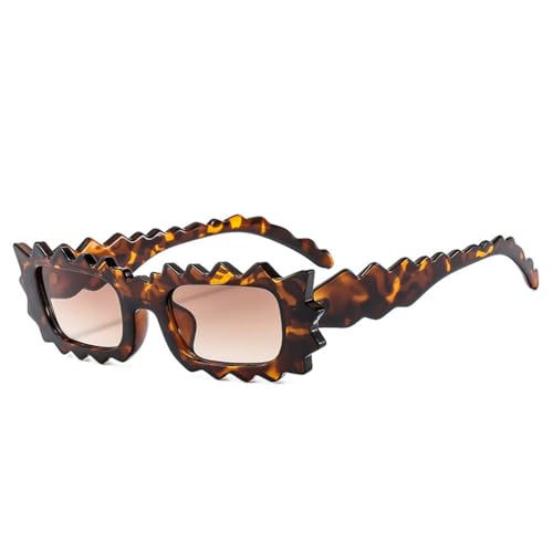 Fashion Irregular Rectangle Sunglasses Women Gradient Shades UV400 Retro Men Sun Glasses(Leopard Tea Gradient) von Generisch