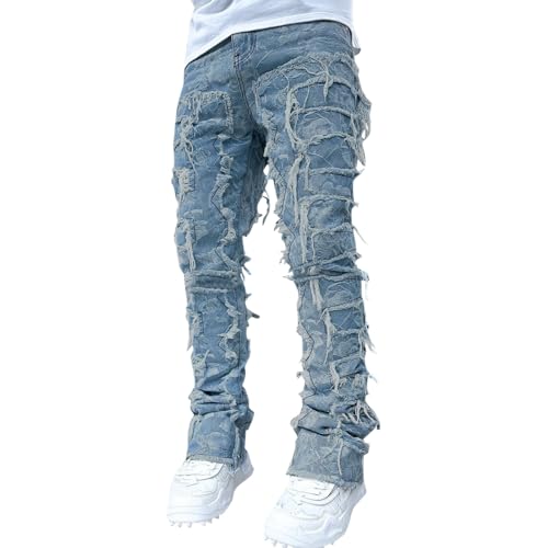 Fashion Jeans Herren Stretch Röhrenjeans Raw Frayed Hem Jeanshose Weiter Beinschnitt Denim Hose Casual Straigt Leg Denimhose Freizeithose Modisch Motorradhose Straßenhose Fashion Jeans Herren Stretch Röhrenjeans Raw Frayed Hem Jeanshose Weiter Beinschnitt Denim Hose Casual Straigt Leg Denimhose Freizeithose Modisch Motorradhose Straßenhose von Generisch