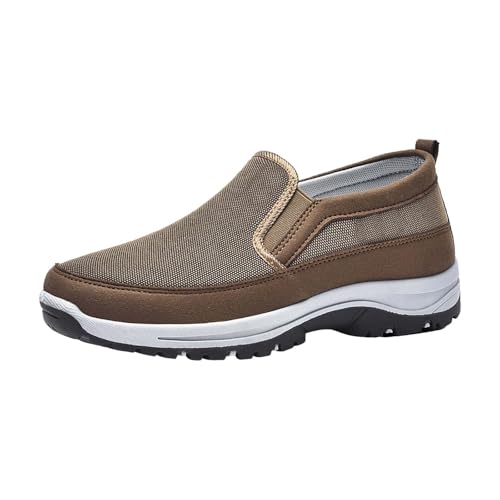 Fashion Spring and Summer Men Sports Shoes Flat Bottom Lightweight Mesh Breathable Slip On Comfortable Solid Color Simple Features: Schuhe Herren Walking (Brown 42) von Generisch