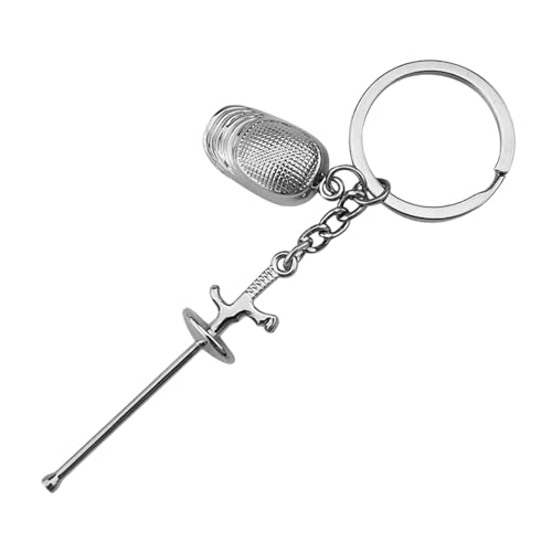 Fechten-Schlüsselanhänger, Fechtanhänger, Metall-Säbel-Schlüsselanhänger, Metall-Schlüsselanhänger mit Zaun-Anhänger für Arbeit, Schule, Reisen, Camping, Geschäftsreisen, a, Refer to von Generisch