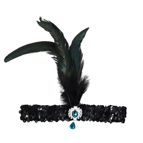 Feder Kopfschmuck Damen Fascinator Haarbänder Fasching Feder Kopfschmuck Bunte Regenbogen Haarreif 20er Jahre Accessoires Karneval Schwarz Federn Hochzeit Lustige Feder Haarschmuck von Generisch