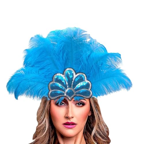 Feder Kopfschmuck Damen Schwarz Federboa Fascinator Fasching Feder Kopfschmuck Cosplay Haarband Karneval Party Kopfschmuck Regenbogen Feder Bunt Haarreif für Ostertag Halloween von Generisch