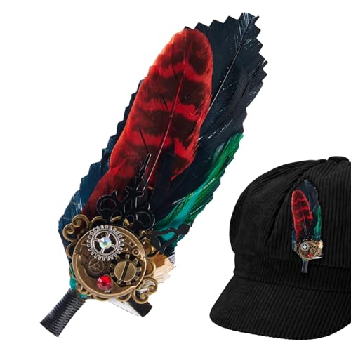 Feder Pin für Hut, Feder Revers Pin Kleine Hut Broschen Feder Brosche für Frauen Multifunktionale Brosche Pins für Männer Frauen Dekorative Haarnadeln Gothic Brosche Pins, Refer to description, Metall von Generisch