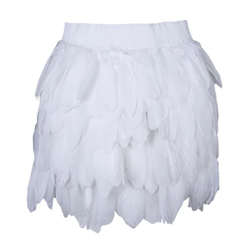 Feder Rock Damen Karneval Kostüm Elastische Taille Party Minirock Rabenkostüm Federrock Cosplay Festival Outfit von Generisch