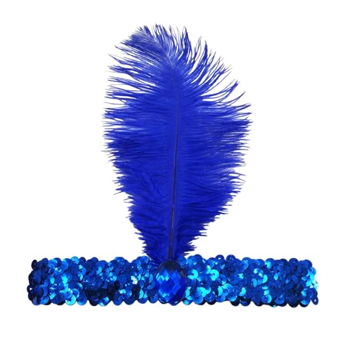 Feder Stirnband Fascinator Stirnbänder Cosplay Haarband Karneval Party Kopfschmuck Kopfbedeckung Hut Teeparty Cocktail Hochzeit Kopfbedeckung Dame Stirnbänder Mädchen Regenbogen (B-Blue, One Size) von Generisch