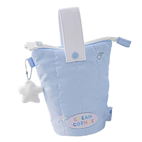 Federmäppchen, Stiftehalter, Organizer, Federmäppchen mit Plüschstern-Zubehör, abnehmbarer Griff, große Kapazität für Bleistifte und Stifte, blau, Refer to description, Unisex von Generisch