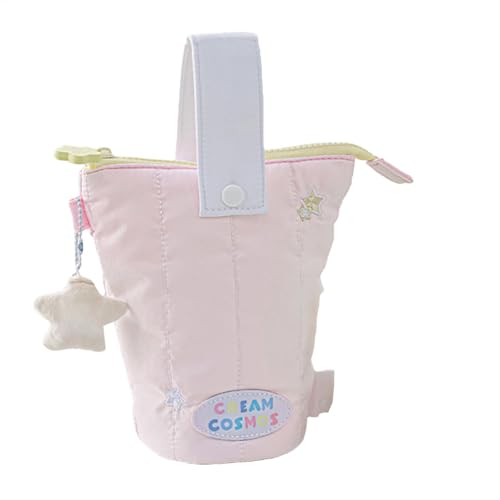 Federmäppchen, Stiftehalter, Organizer, Federmäppchen mit Plüschstern-Zubehör, abnehmbarer Griff, große Kapazität für Bleistifte und Stifte, rose, Refer to description, Unisex von Generisch