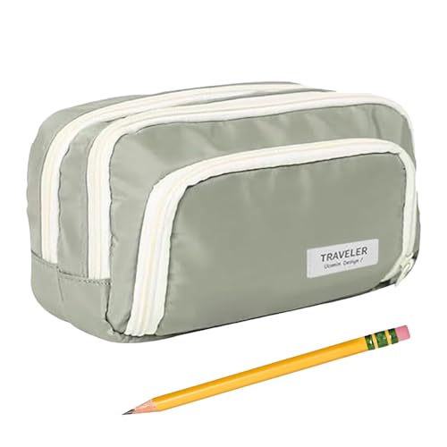 Federmäppchen, ästhetisches Federmäppchen, großes Fassungsvermögen, Aufbewahrungs-Organizer für Schreibwaren, Studenten, Reisen, Uni, Kindergarten, Schule, Geburtstag, Weihnachten, Rucksack, grün von Generisch