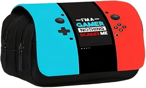 Federmäppchen, großes Fassungsvermögen, Federmäppchen mit doppelschichtigem Klappdeckel, schwarzer Doppel-Fach, Schreibwaren-Organizer für Jungen und Mädchen. von Generisch