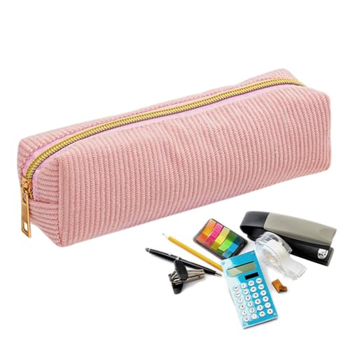 Federmäppchen Organizer - Ästhetisches Design Federtasche,Einfarbig Cordstoff Schultasche Großes Fassungsvermögen Für Stifte Radiergummi Lineal Mädchen von Generisch