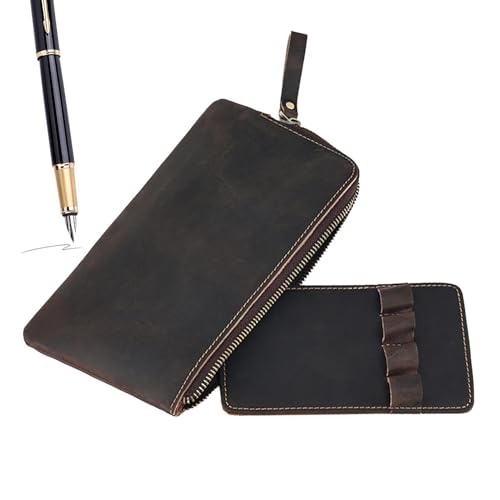 Federmäppchen aus Leder, Federmäppchen aus Leder, Aufbewahrungstasche für Schreibwaren mit Reißverschluss, Displayhalter, PU-Leder-Stifttasche für den täglichen Gebrauch, auf Reisen und für kreative K von Generisch